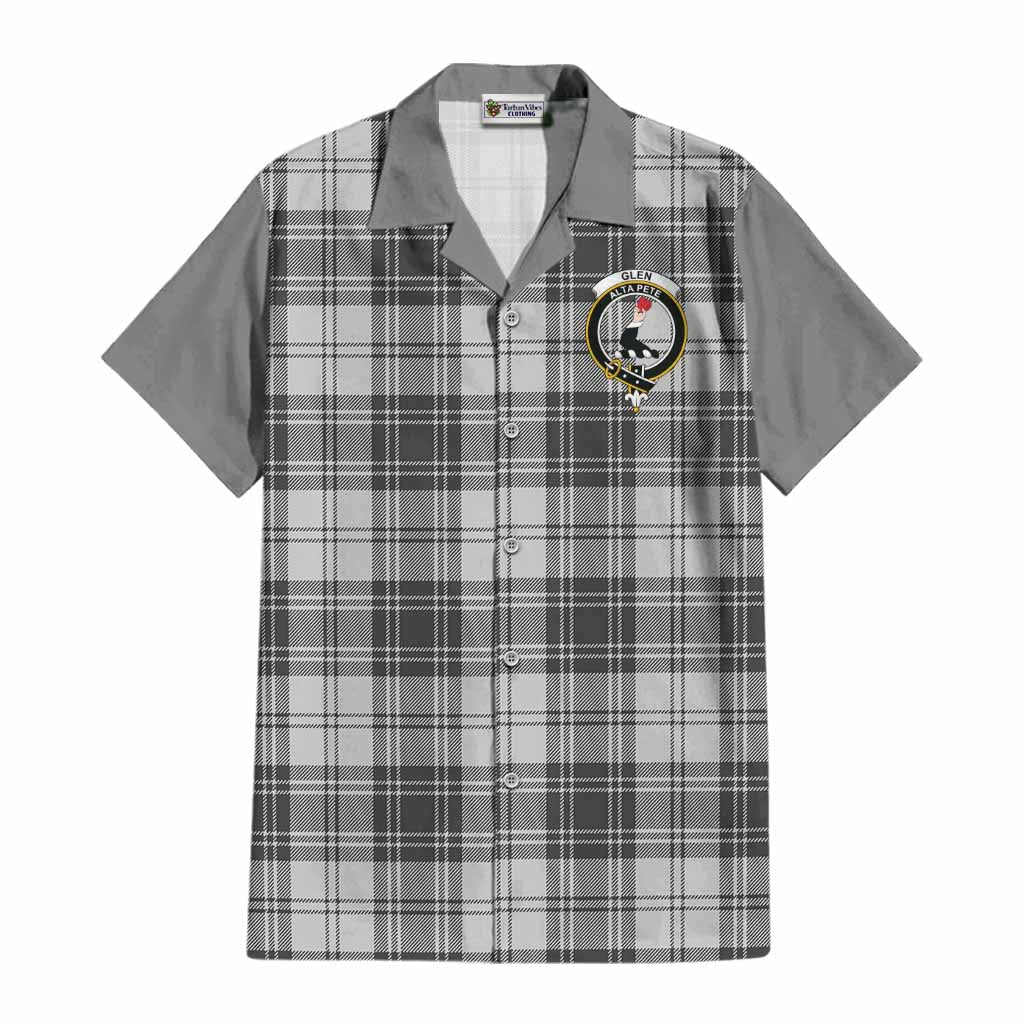 Glen Tartan Accent Cotton Hawaiian Shirt with Family Crest