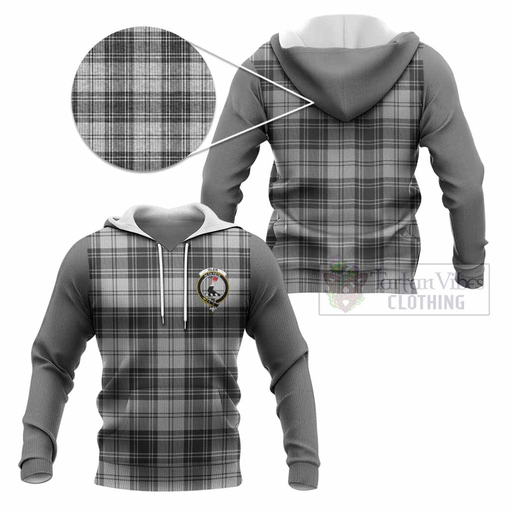 Glen Tartan Accent Knitted Hoodie with Family Crest