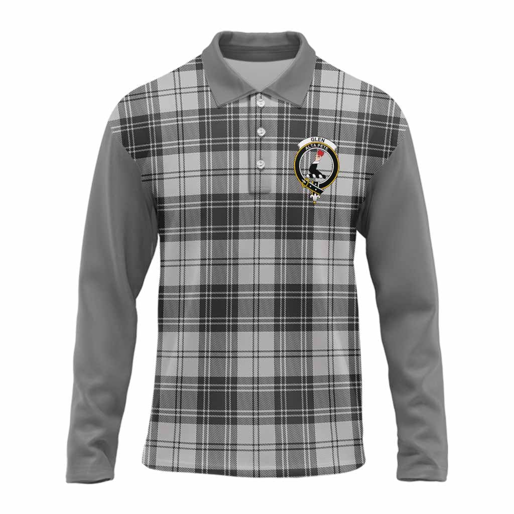 Glen Tartan Accent Long Sleeve Polo Shirt with Family Crest