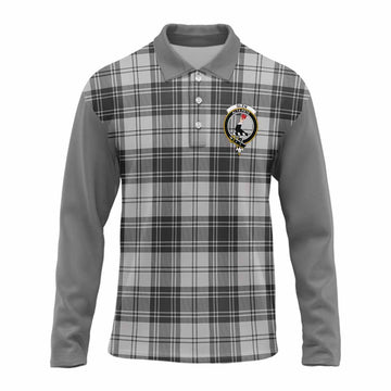 Glen Tartan Accent Long Sleeve Polo Shirt with Family Crest