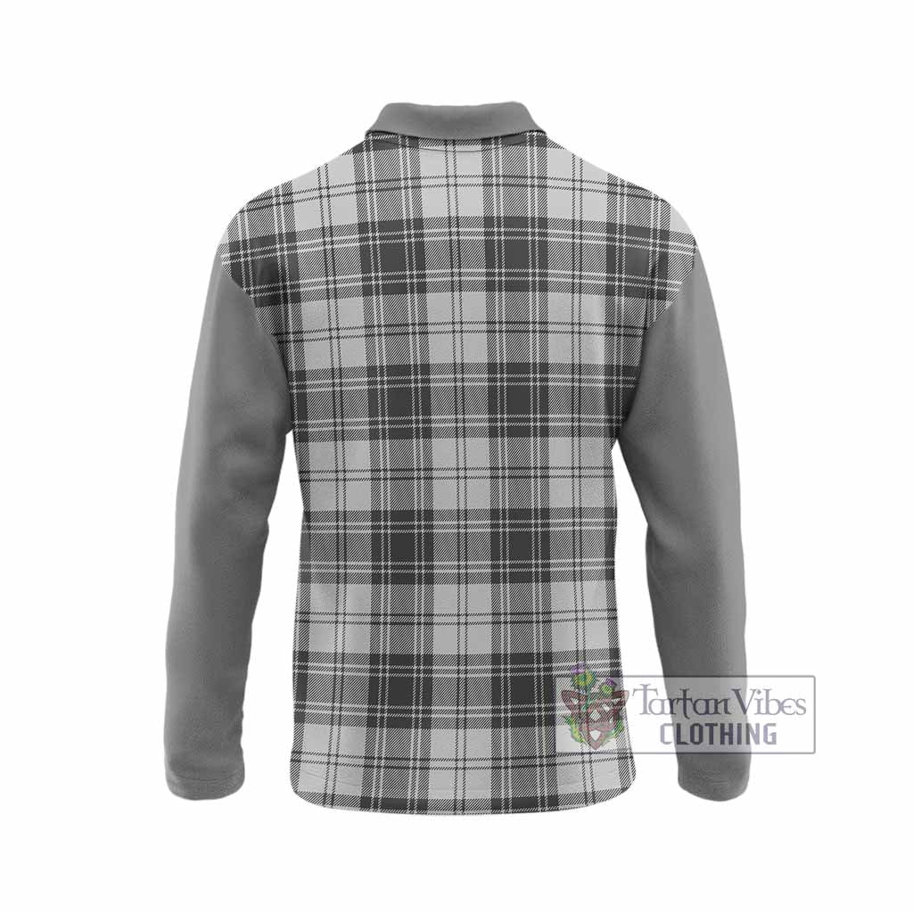 Glen Tartan Accent Long Sleeve Polo Shirt with Family Crest