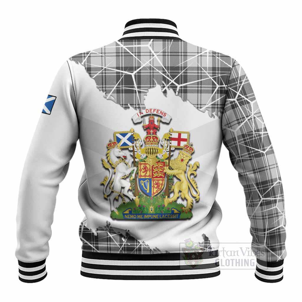 Glen Tartan Baseball Jacket with Family Crest and Lion Rampant Grunge Style