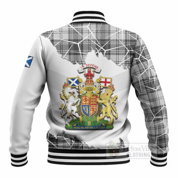 Glen Tartan Baseball Jacket with Family Crest and Lion Rampant Grunge Style