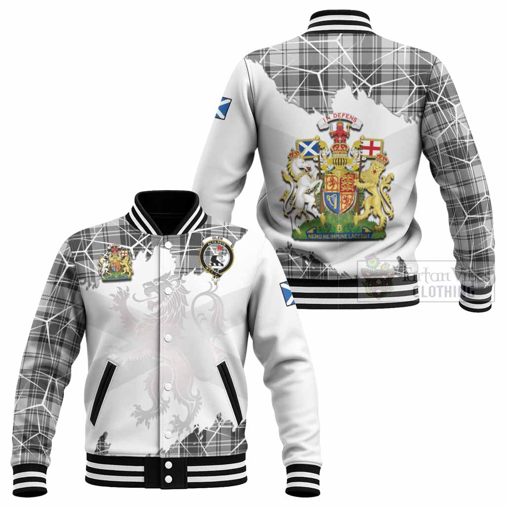 Glen Tartan Baseball Jacket with Family Crest and Lion Rampant Grunge Style