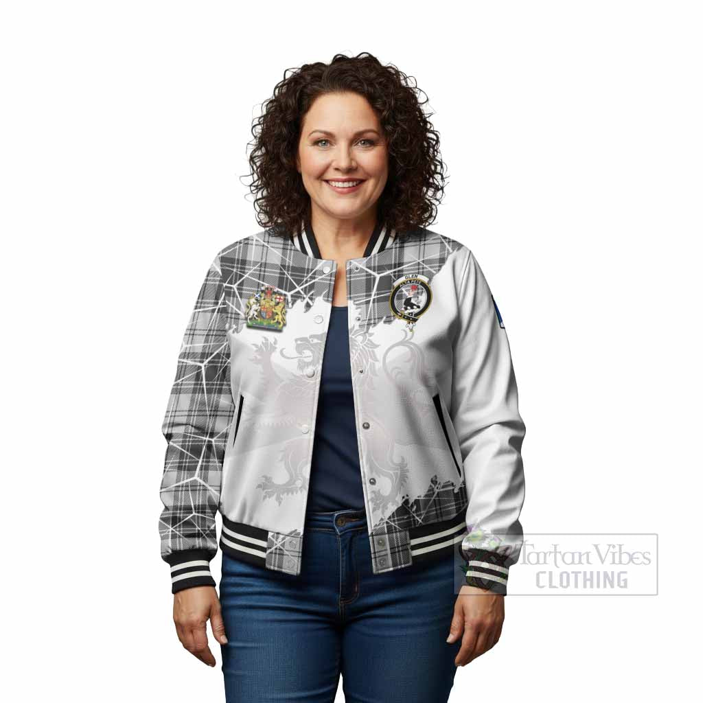 Glen Tartan Baseball Jacket with Family Crest and Lion Rampant Grunge Style