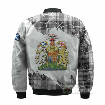 Glen Tartan Bomber Jacket with Family Crest and Lion Rampant Grunge Style