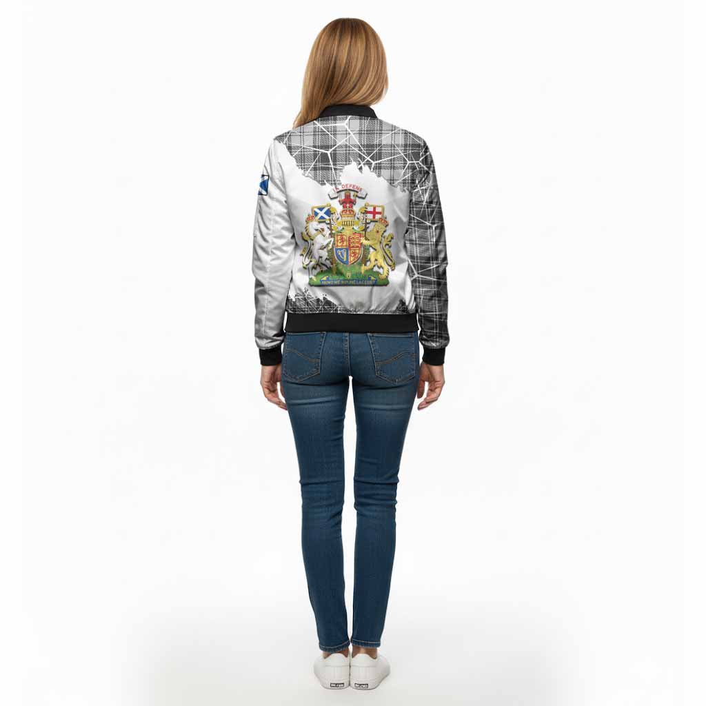 Glen Tartan Bomber Jacket with Family Crest and Lion Rampant Grunge Style