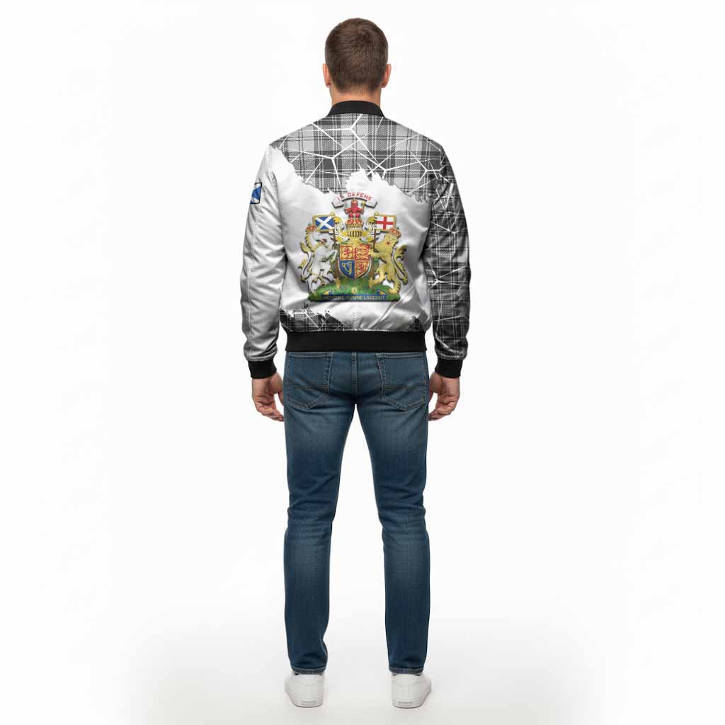 Glen Tartan Bomber Jacket with Family Crest and Lion Rampant Grunge Style