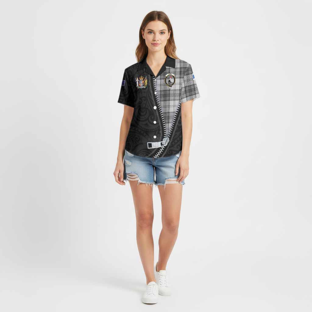 Glen Tartan Cotton Hawaiian Shirt New Zealand Pattern Unique Zipper Stylized