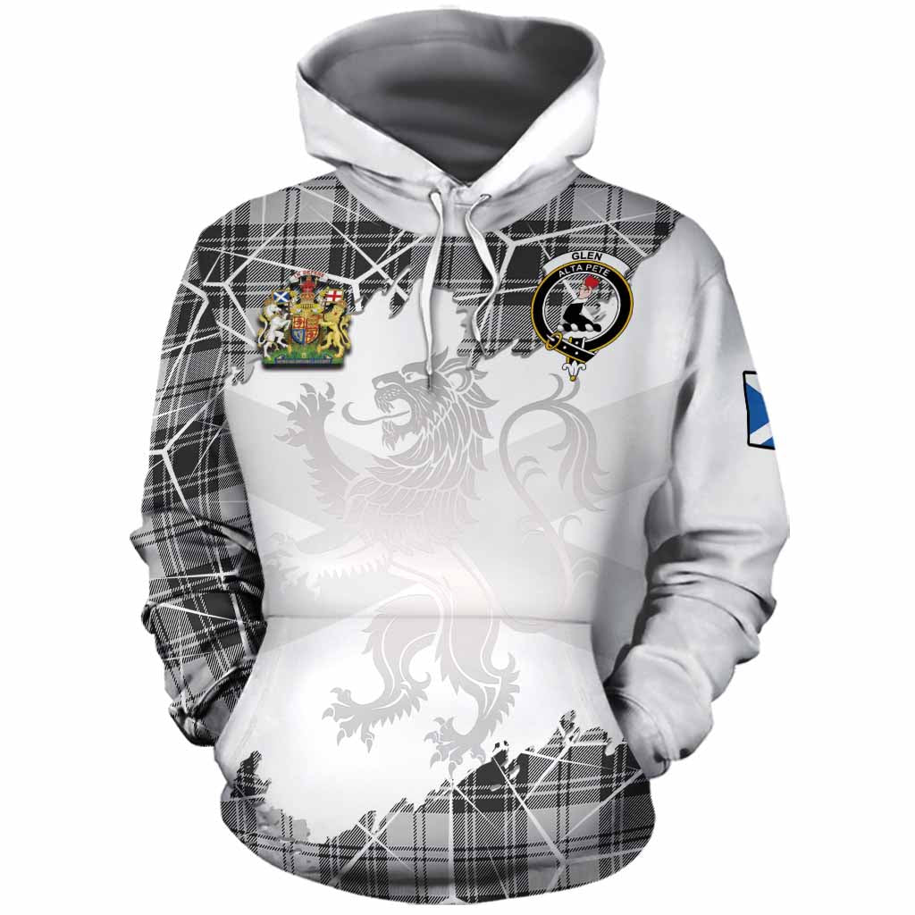 Glen Tartan Cotton Hoodie with Family Crest and Lion Rampant Grunge Style