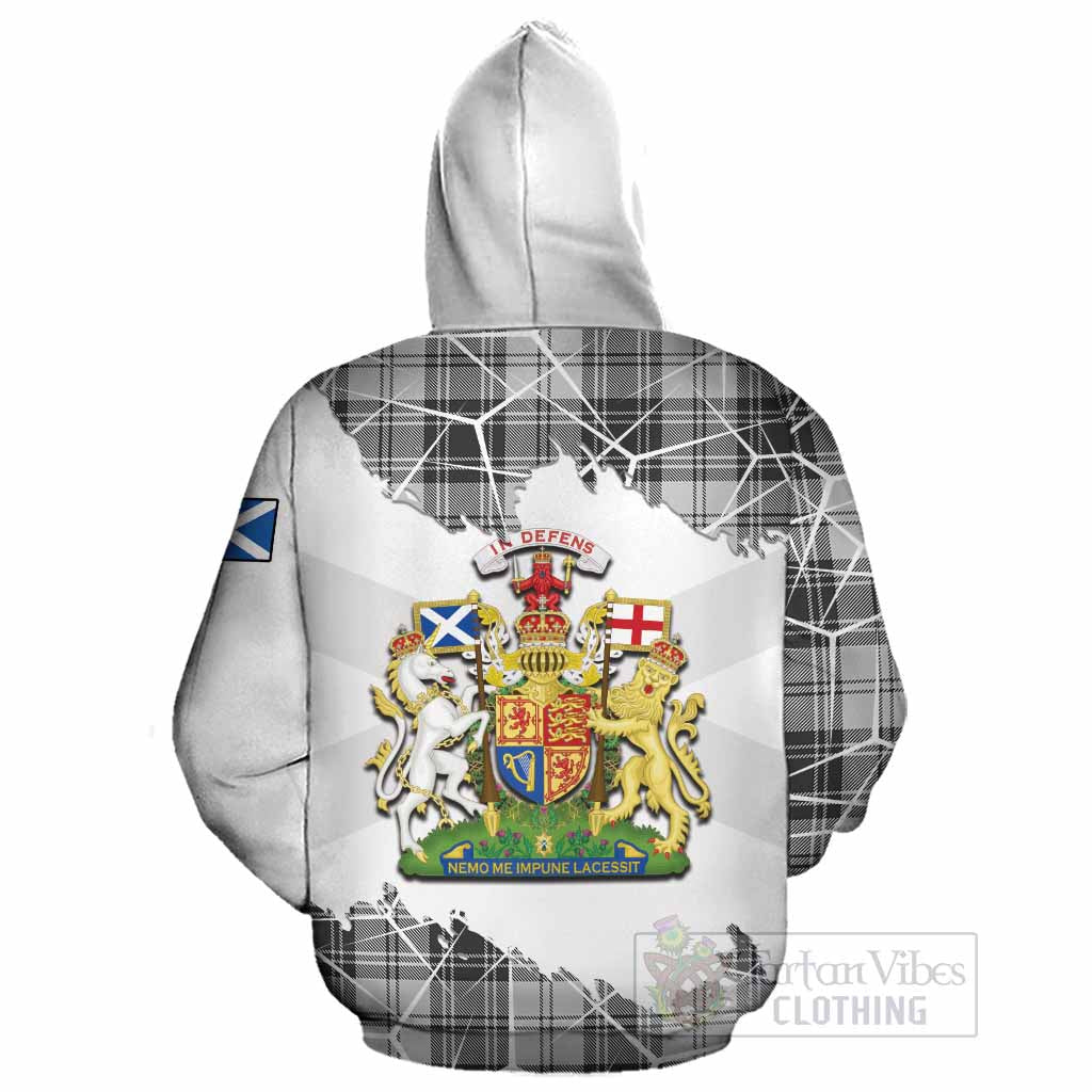 Glen Tartan Cotton Hoodie with Family Crest and Lion Rampant Grunge Style