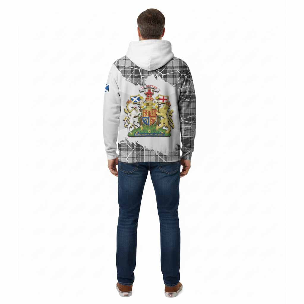 Glen Tartan Cotton Hoodie with Family Crest and Lion Rampant Grunge Style