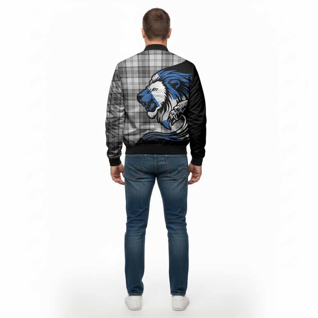 Glen Tartan Crest Bomber Jacket Scottish Golden Lions Wave Flow