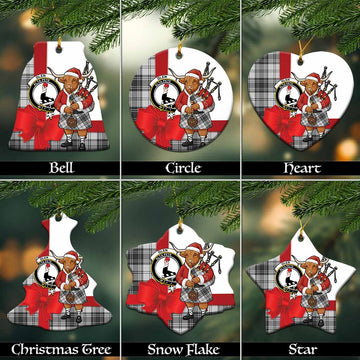 Glen Tartan Crest Christmas Ceramic Ornament Highland Cow Bagpipes Coquette Bow Style