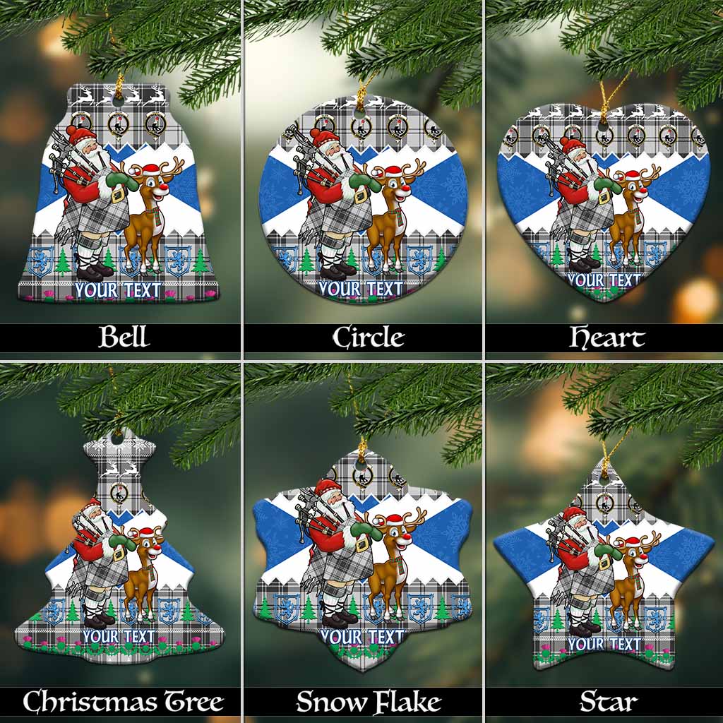 Glen Tartan Crest Christmas Ceramic Ornament Scotland Santa With Bagpipes Cute Reindeer