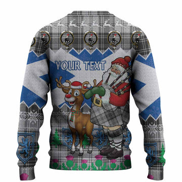 Glen Tartan Crest Christmas Christmas Ugly Sweater Scotland Santa With Bagpipes Cute Reindeer
