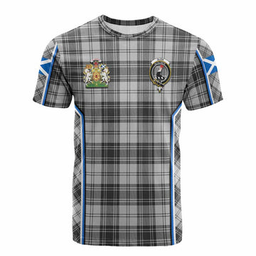 Glen Tartan Crest Cotton T-shirt Scotland Coat of Arm Flag Style