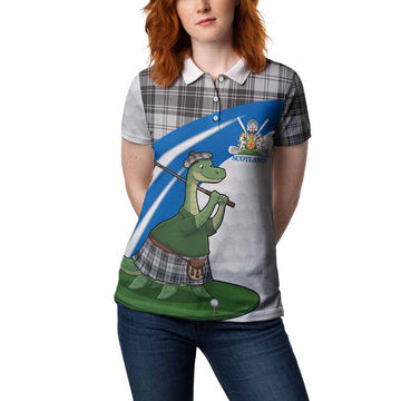 Glen Tartan Crest Golf Nessie Women Polo Shirt Loch Ness Monster Sporty Style
