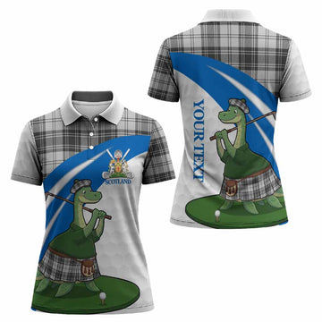 Glen Tartan Crest Golf Nessie Women Polo Shirt Loch Ness Monster Sporty Style