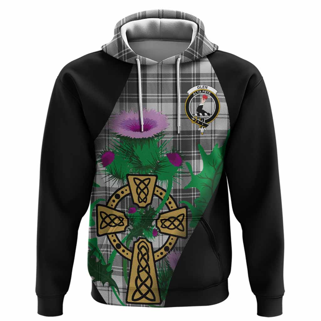 Glen Tartan Crest Hoodie Celtic Cross Thistle Flowers