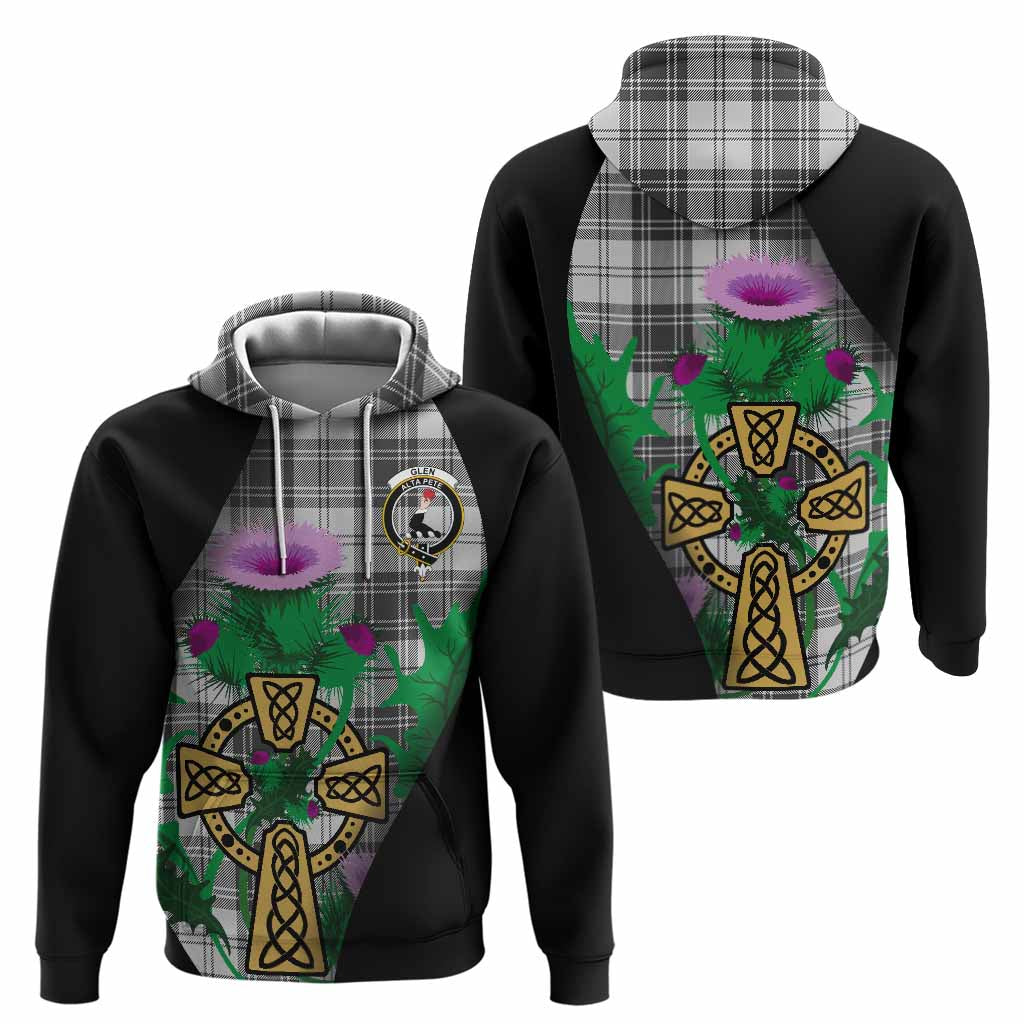 Glen Tartan Crest Hoodie Celtic Cross Thistle Flowers
