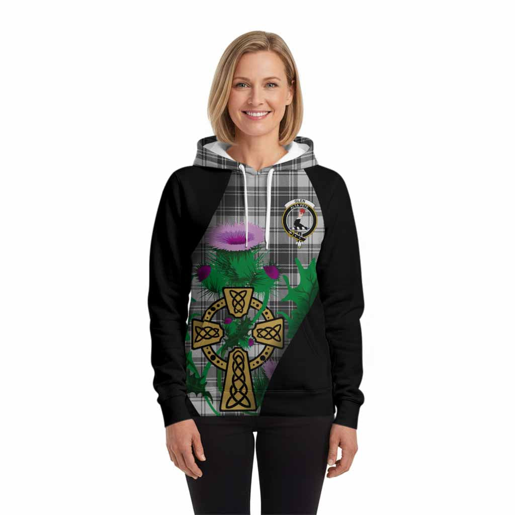 Glen Tartan Crest Hoodie Celtic Cross Thistle Flowers