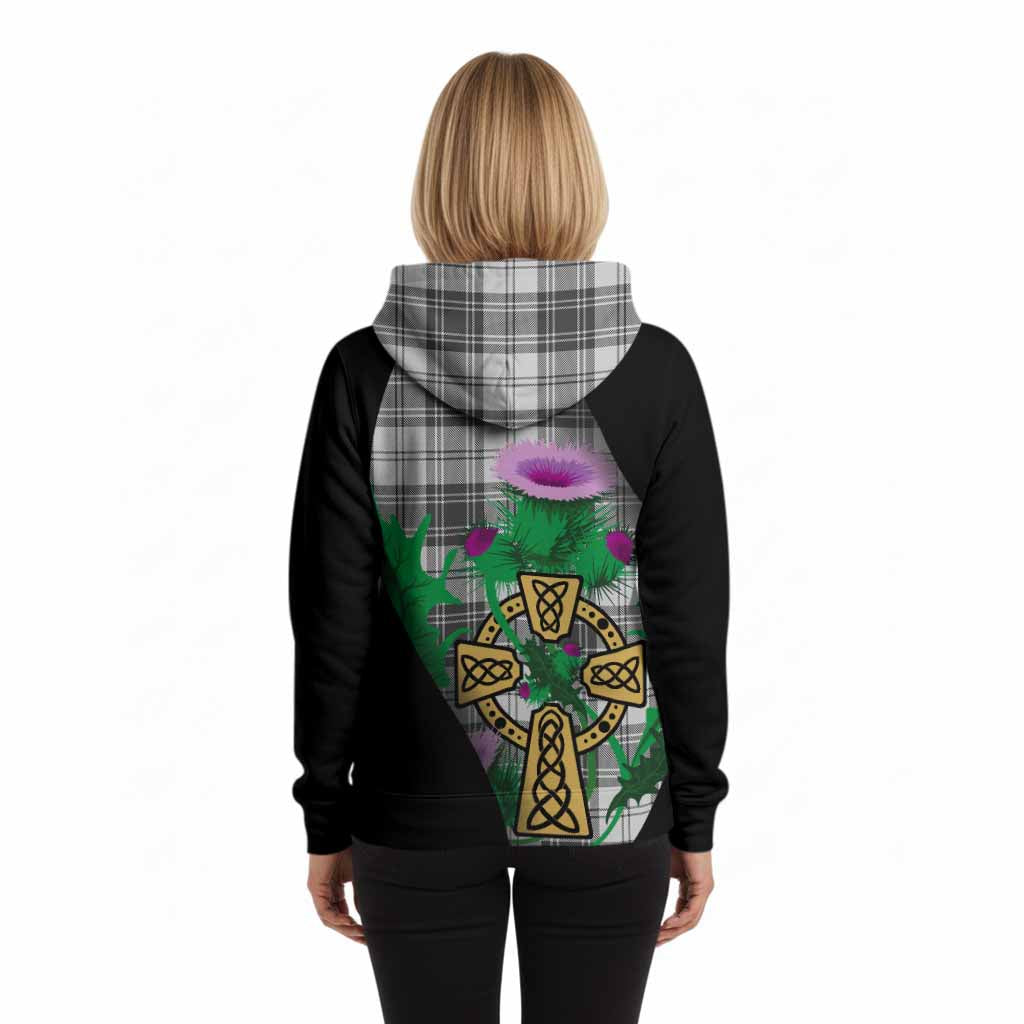 Glen Tartan Crest Hoodie Celtic Cross Thistle Flowers