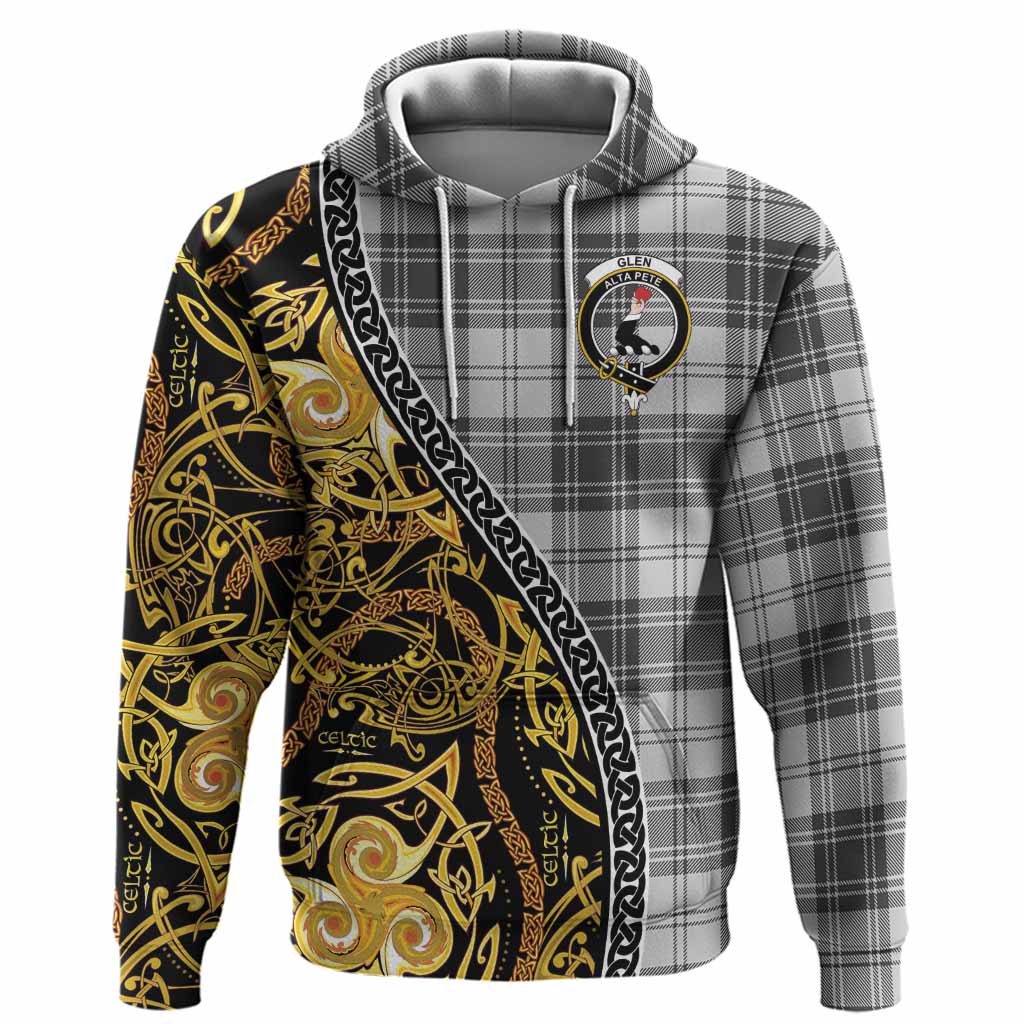 Glen Tartan Crest Hoodie Celtic Knot and Triple Trickle Spiral Symbols