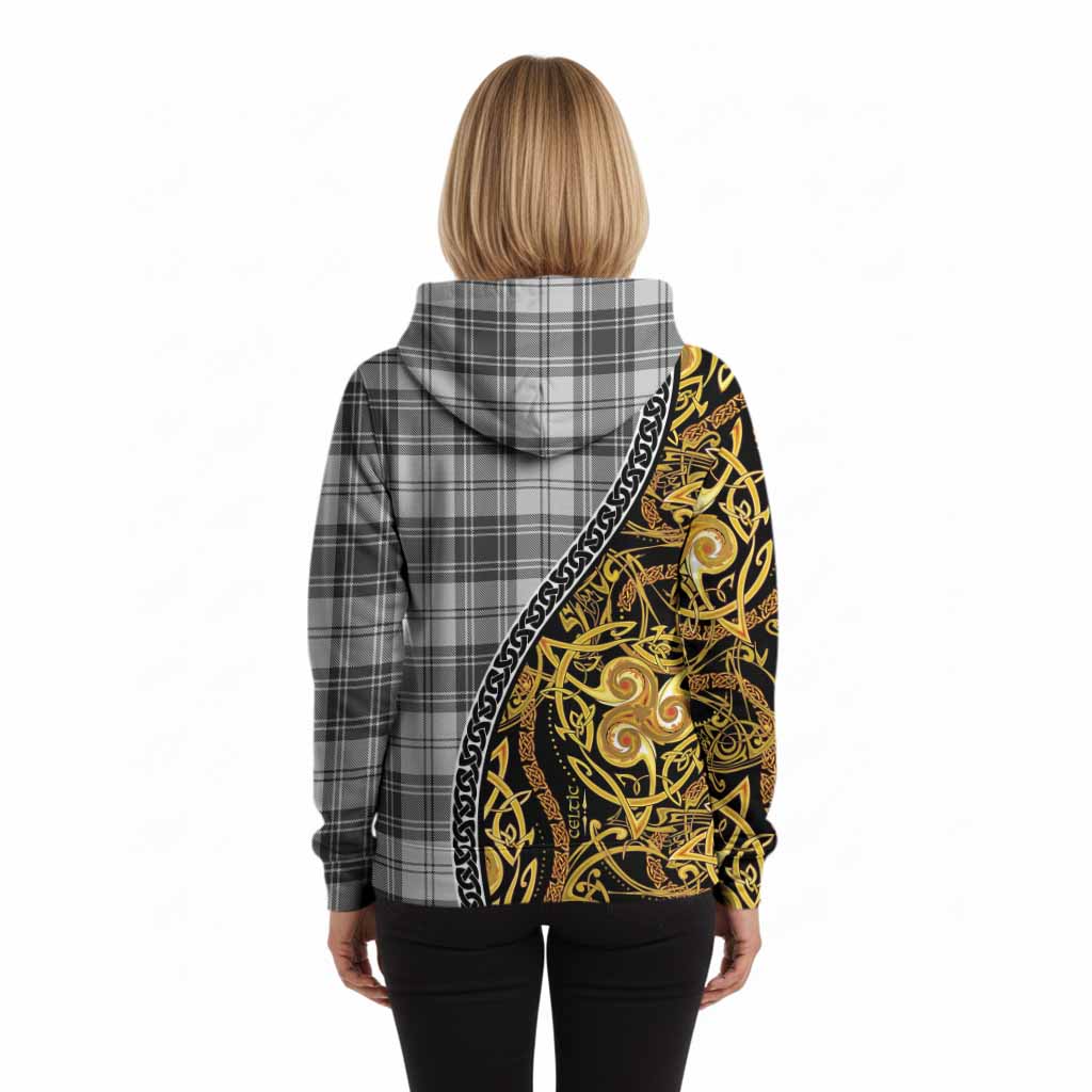 Glen Tartan Crest Hoodie Celtic Knot and Triple Trickle Spiral Symbols