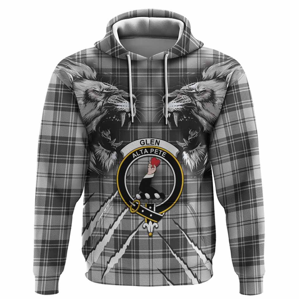 Glen Tartan Crest Hoodie Ferocious Lion Style