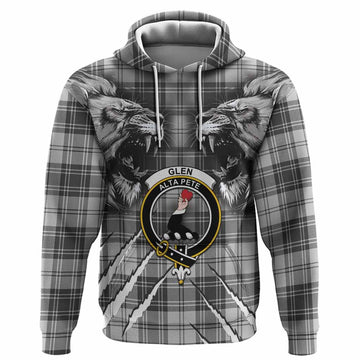 Glen Tartan Crest Hoodie Ferocious Lion Style