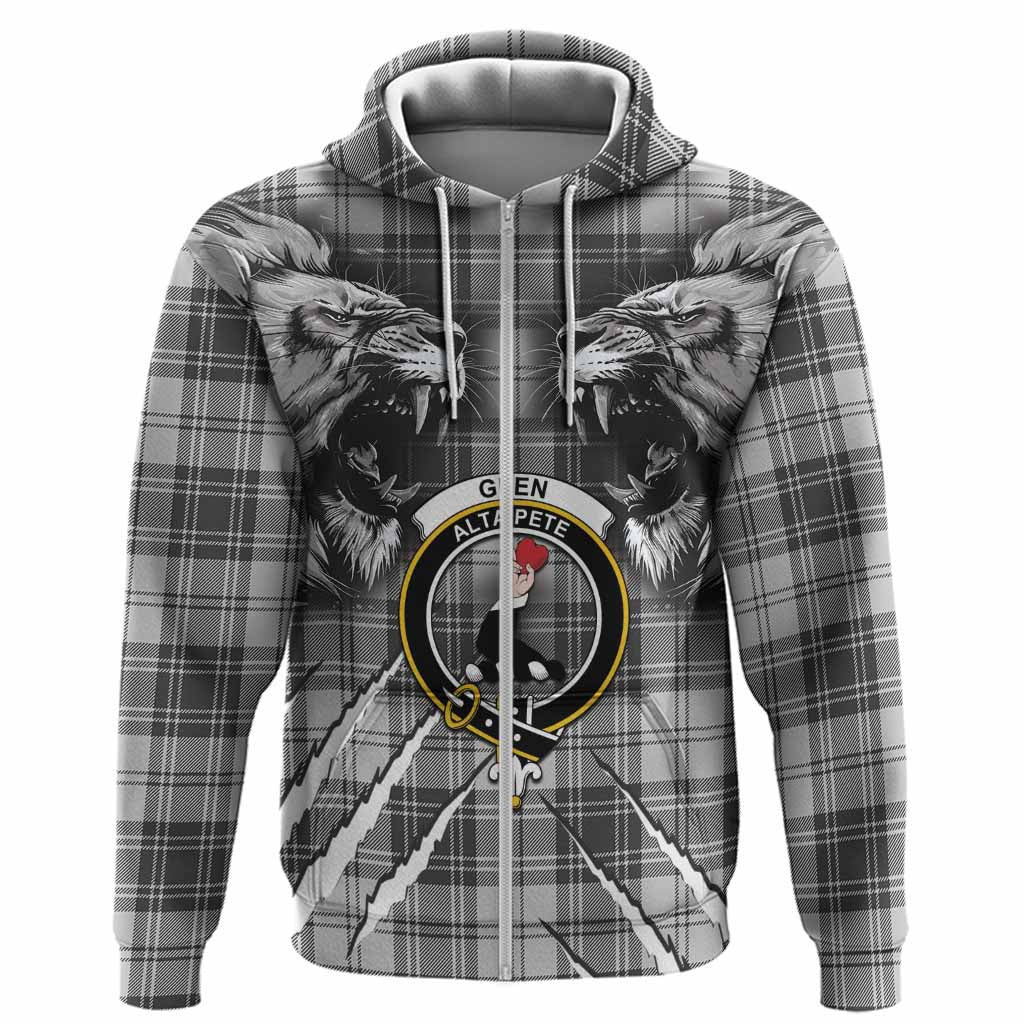 Glen Tartan Crest Hoodie Ferocious Lion Style