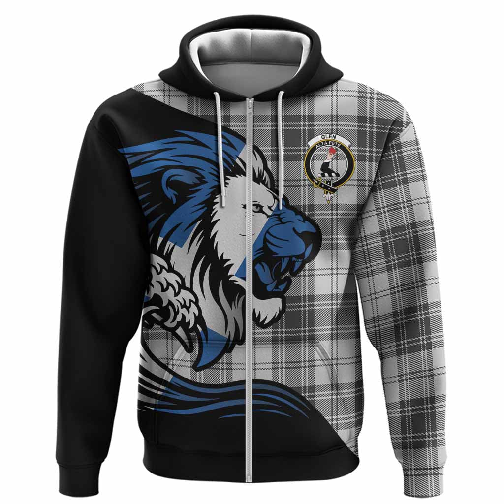 Glen Tartan Crest Hoodie Scottish Golden Lions Wave Flow