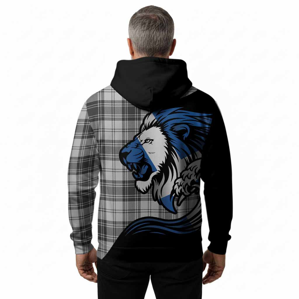 Glen Tartan Crest Hoodie Scottish Golden Lions Wave Flow