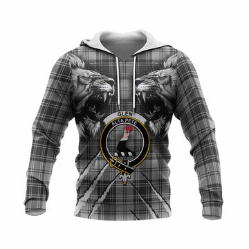 Glen Tartan Crest Knitted Hoodie Ferocious Lion Style