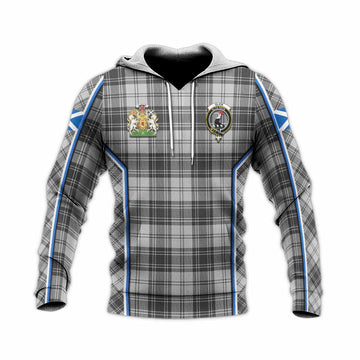Glen Tartan Crest Knitted Hoodie Scotland Coat of Arm Flag Style