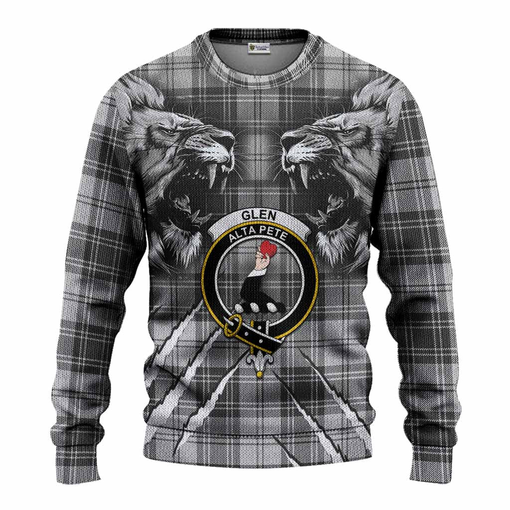 Glen Tartan Crest Knitted Sweater Ferocious Lion Style