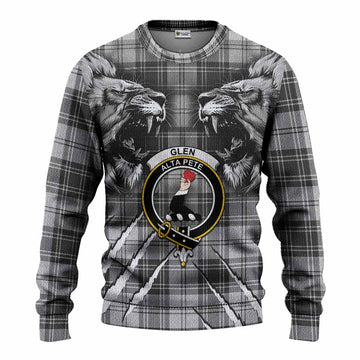 Glen Tartan Crest Knitted Sweater Ferocious Lion Style