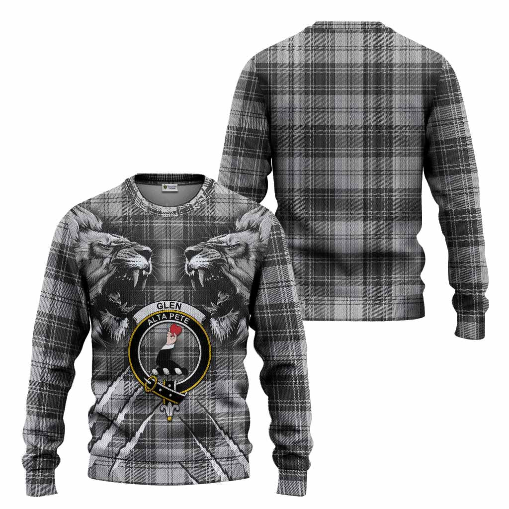 Glen Tartan Crest Knitted Sweater Ferocious Lion Style