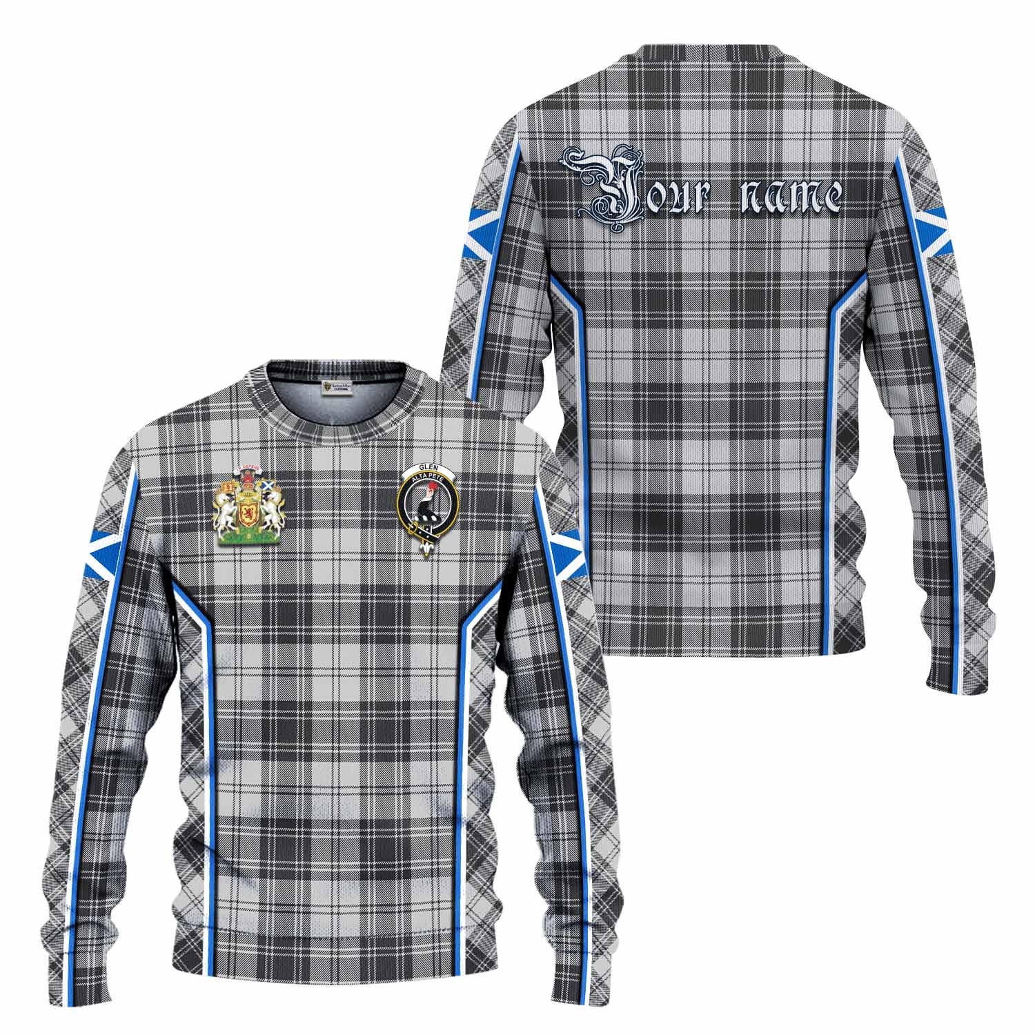 Glen Tartan Crest Knitted Sweater Scotland Coat of Arm Flag Style - Tartan Vibes Clothing