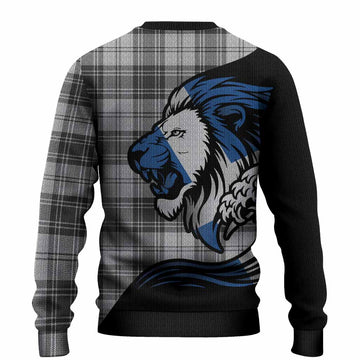 Glen Tartan Crest Knitted Sweater Scottish Golden Lions Wave Flow