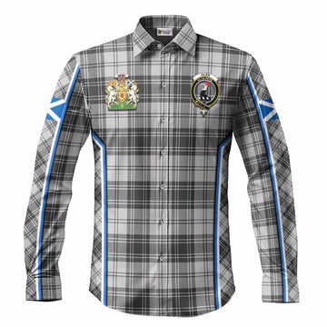 Glen Tartan Crest Long Sleeve Button Shirts Scotland Coat of Arm Flag Style