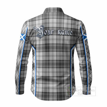 Glen Tartan Crest Long Sleeve Button Shirts Scotland Coat of Arm Flag Style