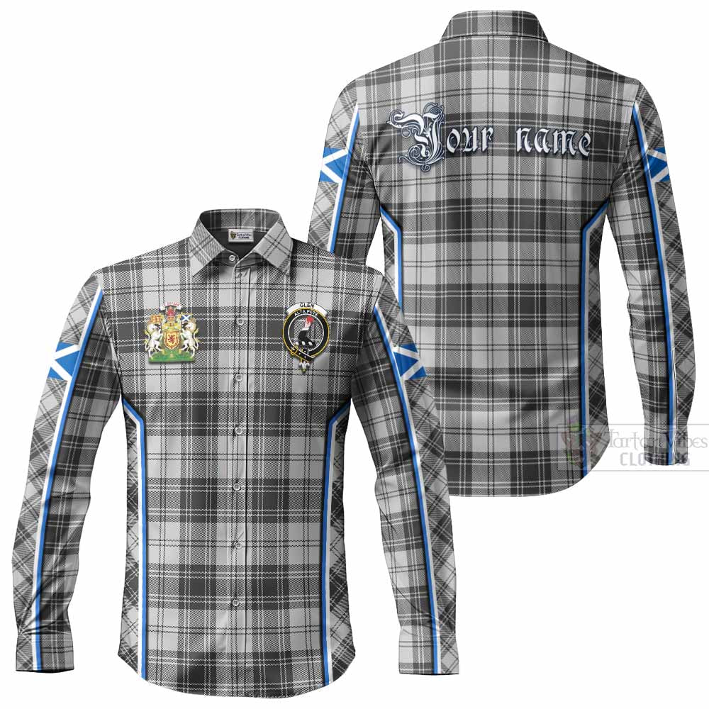 Glen Tartan Crest Long Sleeve Button Shirts Scotland Coat of Arm Flag Style - Tartan Vibes Clothing