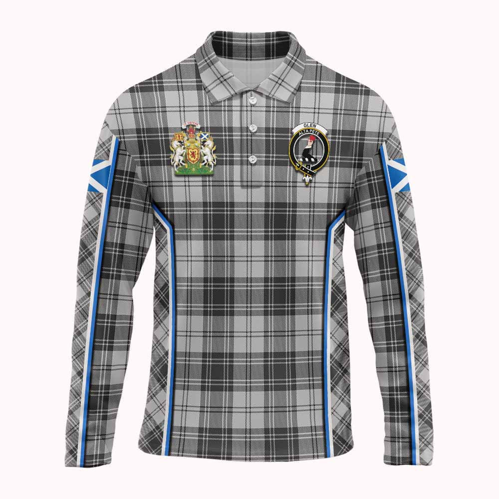 Glen Tartan Crest Long Sleeve Polo Shirt Scotland Coat of Arm Flag Style - Tartan Vibes Clothing