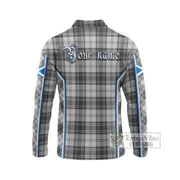 Glen Tartan Crest Long Sleeve Polo Shirt Scotland Coat of Arm Flag Style
