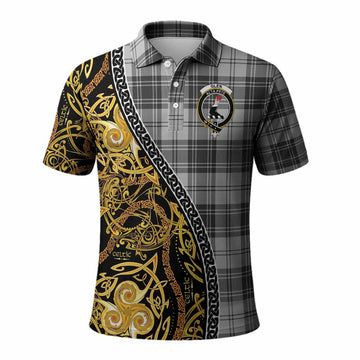 Glen Tartan Crest Polo Shirt Celtic Knot and Triple Trickle Spiral Symbols