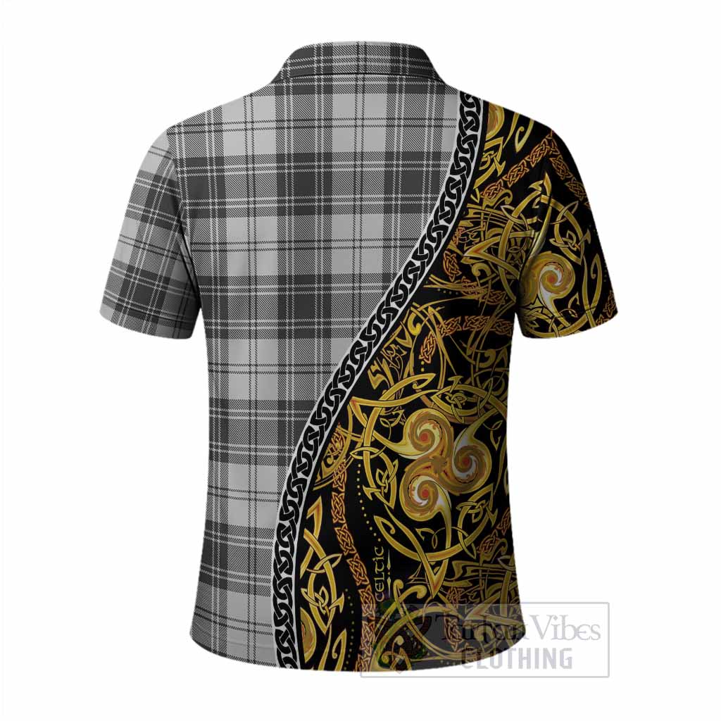 Glen Tartan Crest Polo Shirt Celtic Knot and Triple Trickle Spiral Symbols