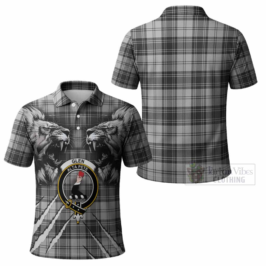 Glen Tartan Crest Polo Shirt Ferocious Lion Style