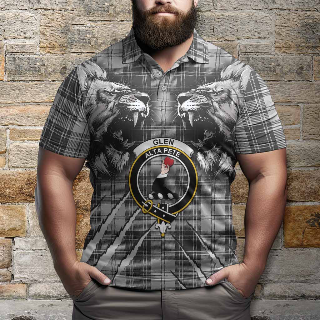 Glen Tartan Crest Polo Shirt Ferocious Lion Style